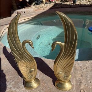Elegant Gold Swan Sculptures